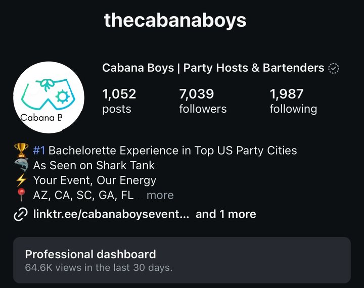 Instagram profile of @thecabanaboys
