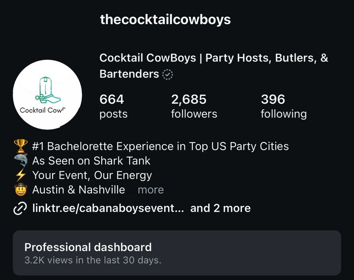 Instagram profile of @thecocktailcowboys